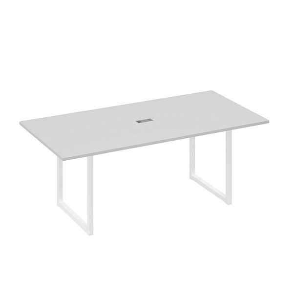 Стол 200 с металлокаркасом QUATTRO для переговоров A4 А4 Б4 123 БП серый / металлокаркас белый - Вид 1