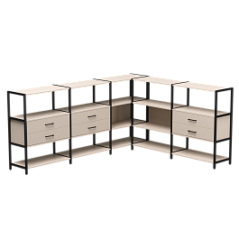 Набор стеллажных систем №15 Everprof EVO 2440x2020x1120 Кашемир/Черный - Фото предпросмотра