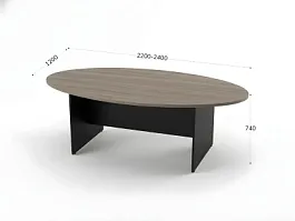 БЕРЛИН / BERLIN Конференц-стол овальный 2400х1200х740 Шорвуд/Черный - Фото предпросмотра