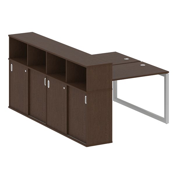 Metal System Quattro Р. ст. с шкафом-купе на О-образном м/к 50БО.РС-СШК-4.2 Т Венге/Серый металл 1610*2332*1098 - Вид 1