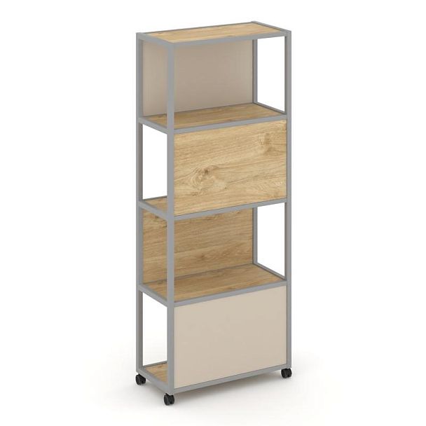Shelf Mobile Стеллаж 5 уровней 1 секция VR.LT-STK-504.08 Тиквуд Светлый/Металл Серый/W-04 800*400*2000 - Вид 1