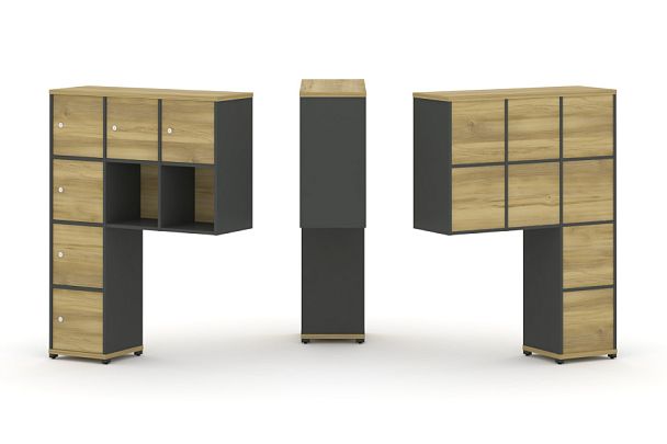 Concept Надставка высокая CN.ONV-009 Дуб Винченцо/Антрацит/Металл Антрацит 1099*350*1486 - Вид 1