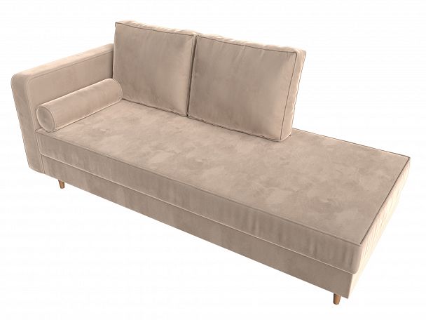 Кушетка Прайм левый (полностью велюр бежевый) - Вид 5