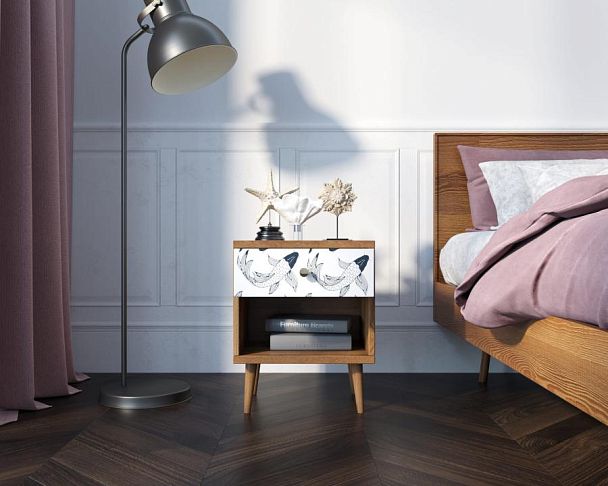 Тумбочка Berber с открытой полкой 36 принт арт BB33/Print_36, разноцветная - Вид 2