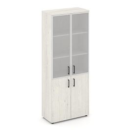 Стайл Проджект Шкаф высокий широкий SN.STS.E-103 Дуб Наварра/Сатин/Черный Ручки 796*400*1982 - Фото предпросмотра