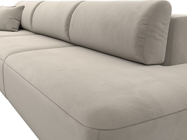 Диван прямой Лига-036 Модерн Лонг подлокотник слева Микровельвет бежевый - Вид 3