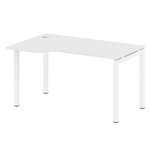 Metal System Quattro Стол криволинейный левый на П-образном м/к 50БП.СА-2 (L) Белый/Белый металл 1400*900*750 - Вид 1
