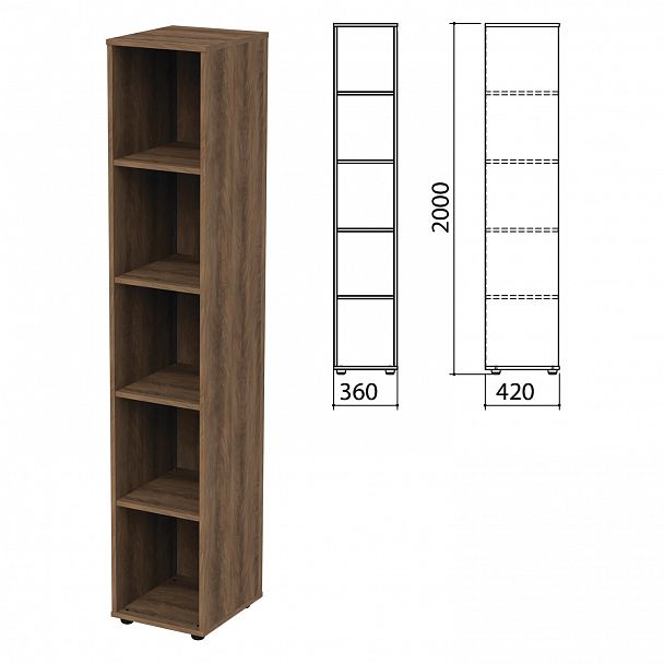 Шкаф (стеллаж) "Приоритет", 360х420х2000 мм, 4 полки, дуб апрель, К-932, К-932 дуб апрель - Вид 2