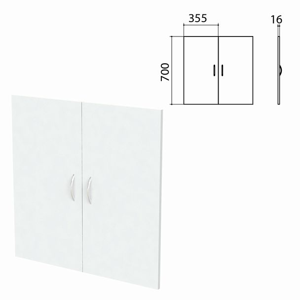 Дверь ЛДСП низкая "Бюджет", КОМПЛЕКТ 2 шт., (355х16х700 мм), белый, 402879-290 - Вид 1