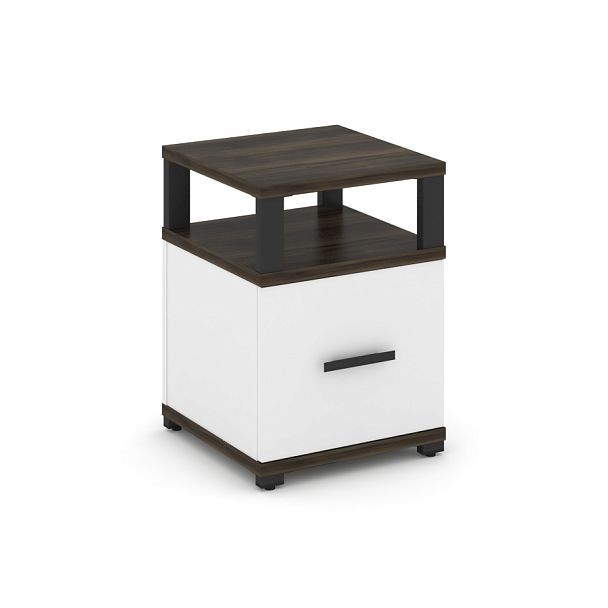 Concept Тумба приставная 1 распаш. фасад с надставкой CN.TUP-006 W Дуб Мали/Белый Бриллиант/Металл Черный 420*420*750 - Вид 1