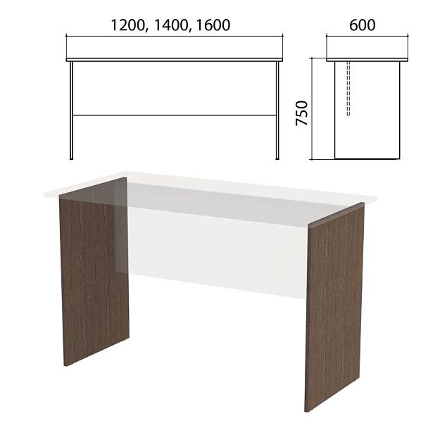 Опоры ЛДСП к столам письменным "Канц" шириной 1200, 1400, 1600 мм, цвет венге, СК20.16.2 - Вид 2