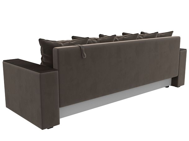 Диван прямой Дубай Лайт полки слева (полностью велюр коричневый) - Вид 6