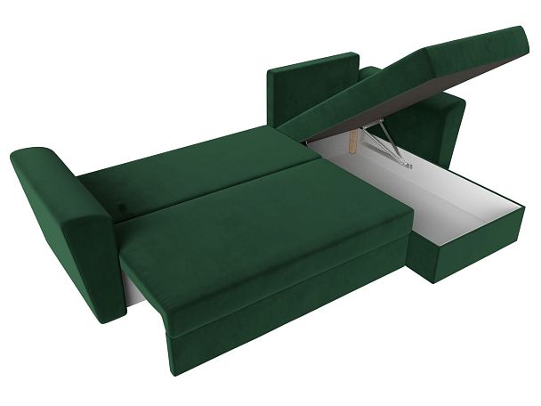 Угловой диван Амстердам Лайт правый (полностью велюр зеленый) - Вид 7
