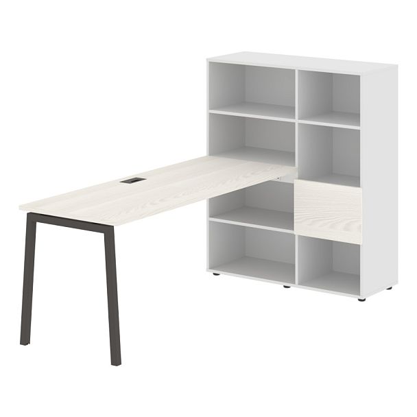 Стол-стеллаж ELRST 1117 Ясень Траун/Мокко/Белый 2190х1120х1355 EDIS - Вид 1