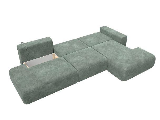 Диван угловой Лига-036 НПБ Модерн Лонг правый угол Велюр зеленый - Вид 9