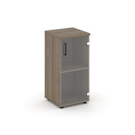 Стайл Проджект Шкаф низкий узкий SN.STU.E-302(R) Вяз Благородный/Прозрачный/Черный Ручки 400*400*833 - Фото предпросмотра