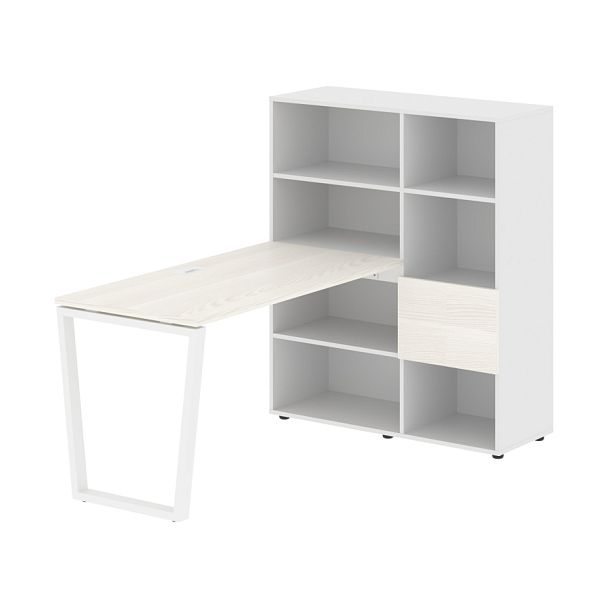 Стол-стеллаж EVRST 1113 Ясень Траун/Белый/Белый 1790х1120х1355 EDIS - Вид 1