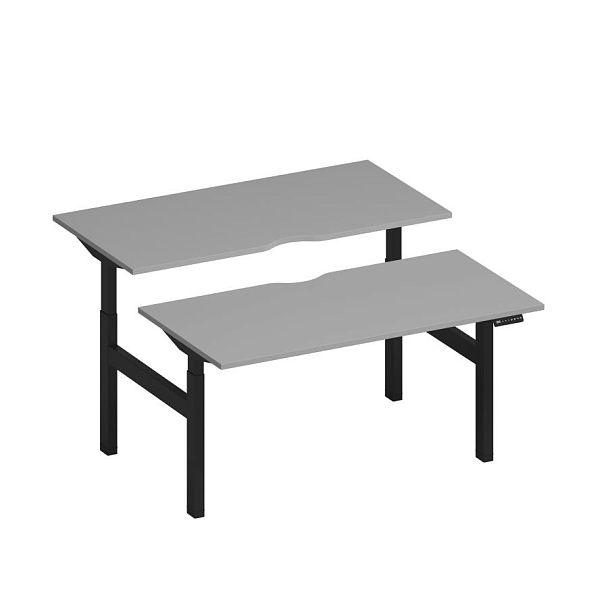 Рабочая станция на электроприводе с вырезами Elevo А2 ЧР 103.2 СЕ серый / черный гладкий - Вид 1