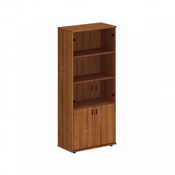 Шкаф со стеклянными дверями высокий Престиж Исп.45 темный орех - Вид 1