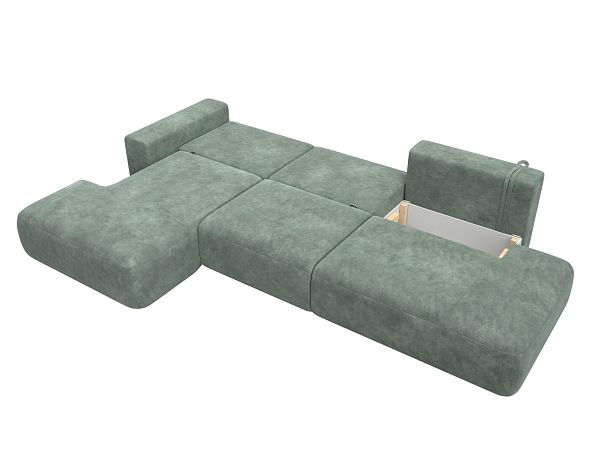 Диван угловой Лига-036 НПБ Модерн Лонг левый угол Велюр зеленый - Вид 9