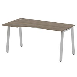 Metal System Стол криволинейный левый на А-образном м/к БА.СА-1 (L) Вяз/Серый металл 1600*900*750 - Фото предпросмотра