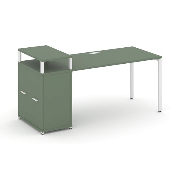 Concept Стол рабочий с опорным распаш. шкафом с верх. горизонтом  CN.SP-221 W Кобо/Металл Белый 1400*720*917 - Вид 1