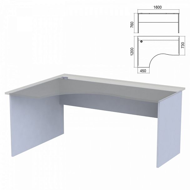Стол эргономичный ЧАСТЬ 2 "Арго", 1600х1200х760 мм, левый/правый, серый - Вид 1