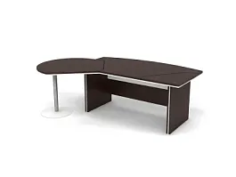 БЕРЛИН / BERLIN Стол руководителя с брифингом левый 2350х1500х760 Венге/Белый - Фото предпросмотра