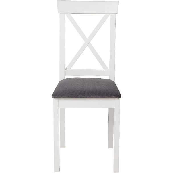 Стул деревянный с мягким сиденьем Бергольф Белый/Серый велюр - Вид 2