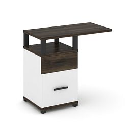 Concept Тумба приставная узкая 1 ящ.+1 распаш. фасад с надставкой широкой CN.TUS-004 W Дуб Мали/Белый Бриллиант/Металл Черный 836*420*750 - Фото предпросмотра