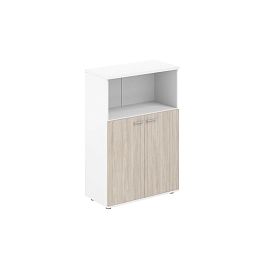Шкаф средний с нишей 800х400х1200, 2-х дв., з.ст HDF / корпус: белый; фасады: дуб светлый Сигма / Sigma - Фото предпросмотра