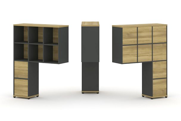 Concept Надставка высокая CN.ONV-007 Дуб Винченцо/Антрацит/Металл Антрацит 1099*350*1486 - Вид 1