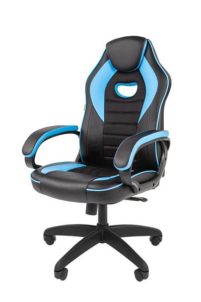 Кресло Chairman game 16 Россия экокожа черный/голубой - Вид 4