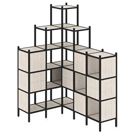 Loft Угловой внутренний стеллаж наборный VR.L-43 Денвер светлый/Чёрный металл 1278*1694*2280 - Фото предпросмотра