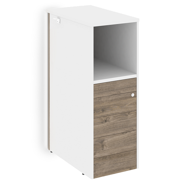 Тумба с подсветкой 5 ящиков TIP-ON завершающая "Onix" O.R-TV-5TIP.S тиквуд темный/белый - Вид 1