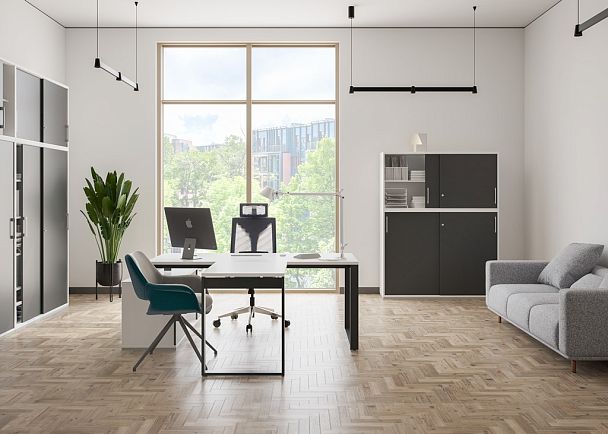 Стол Allegro 1400х700х750 / профиль О-образный: 70х20 белый; столешница с вырезом: акация равелло - Вид 11