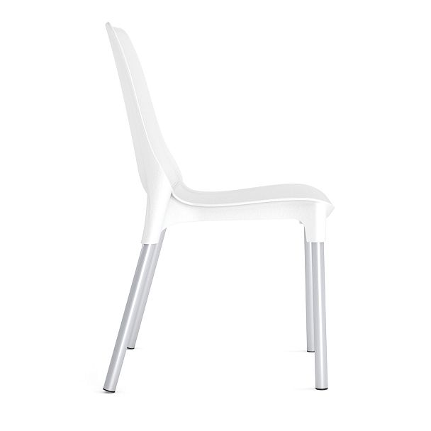 Стул для столовых, кафе, дома SHT-S75, серебристый металлический каркас, пластик белый, стопируемый - Вид 5