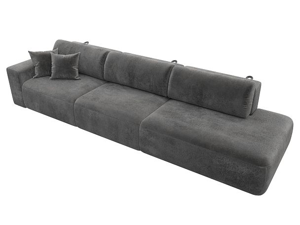 Диван прямой Лига-036 НПБ Модерн Лонг подлокотник слева Велюр серый - Вид 5