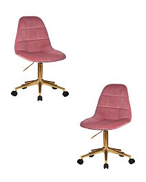 Набор 2 шт Офисное кресло для персонала DOBRIN MONTY GOLD (розовый велюр (MJ9-32)) - Фото предпросмотра