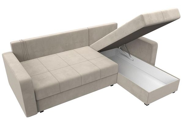 Диван угловой Ливерпуль Лайт правый угол Микровельвет бежевый - Вид 9