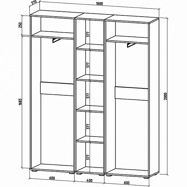 Шкаф платяной Тунис-8 - Вид 2