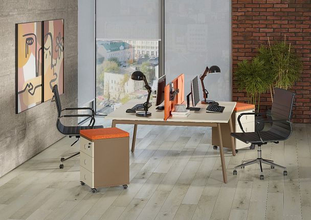 Рабочая станция на 2 места "ESTETICA" ES.D.RS-2.4-LP Капучино - Вид 2