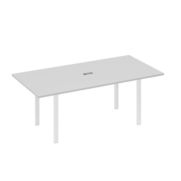 Стол 200 на металлокаркасе UNO в переговорную A4 А4 Б1 123 БП серый / металлокаркас белый - Вид 1