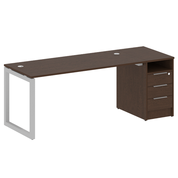 Metal System Quattro Р. ст. с тумбой на О-образном м/к 50БО.РС-СТП-1.4 Венге/Серый металл 2012*720*750 - Вид 1