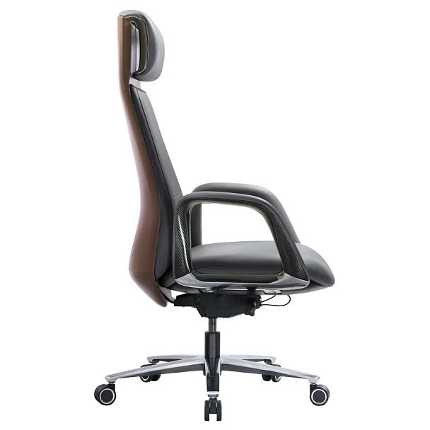 Кресло HAWASAN (ХАВАСАН) PREMIUM EX-820, синхромеханизм, слайдер, экокожа, графит/коричневое, 533238 - Вид 5