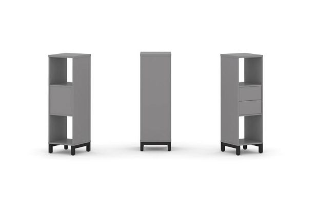 Стайл Проджект Набор стеллажа одностороннего, 3 яруса SN.NS-311 Серый Пепел/Металл Черный 387*400*12 - Вид 1