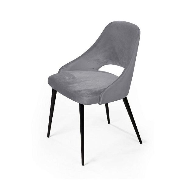 Стул William, бархат светло-серый 26/ черный конус - Вид 6
