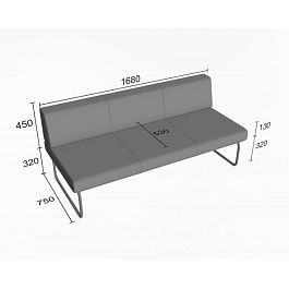 (sle-d3abp) Диванная секция Слендер А тройная, без подлокотников - Фото предпросмотра