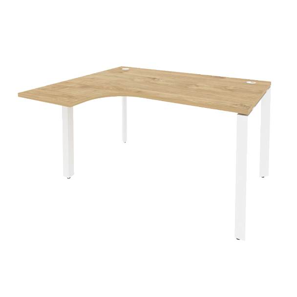 Onix Стол эргономичный левый на П-образном м/к O.MP-SA-3 (L) Тиквуд светлый/Белый металл 1380*1180*750 (800/460) - Вид 1