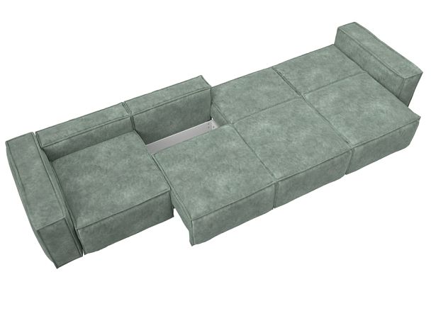 Диван прямой Лига-081 НПБ МегаЛонг Велюр зеленый - Вид 9